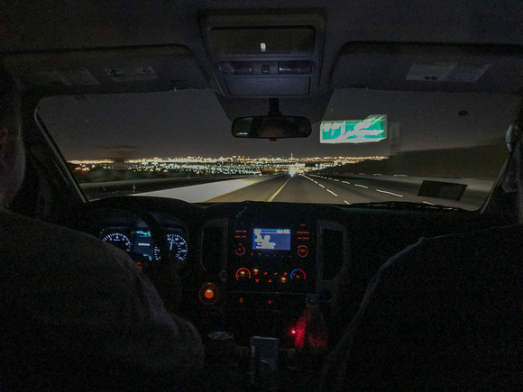 Driving into Las Vegas at night from the south.